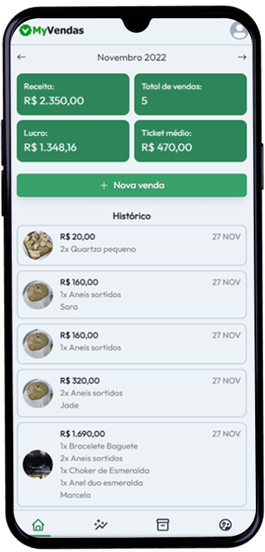Demonstração do aplicativo MyVendas em um Smartphone